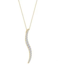 Natori Shangri-La Large 14K Gold & Diamond Brushstroke Pendant Necklace