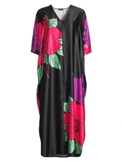 Natori Exotica Oversized Floral Midi-Dress