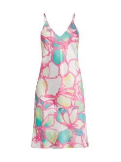 Natori Taisho Print Satin Slip Dress
