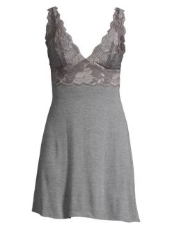 Natori Zen Floral Lace Chemise Heather Grey -Hot Sale Natori Store unnamed file 19