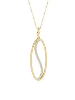 Natori Shangri-La 14K Gold & Diamond Elliptical Yin-Yang Pendant Necklace