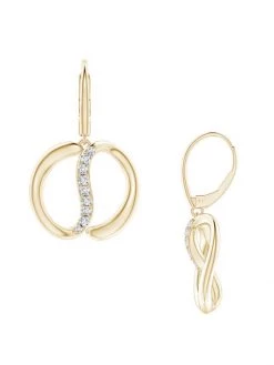 Natori Shangri-La 14K Yellow Gold & Diamond Yin-Yang Drop Earrings