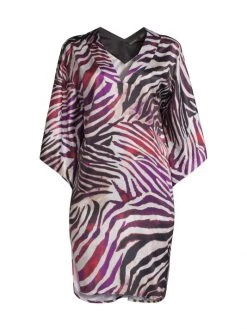 Natori Kuma Printed Charmeuse Caftan Dress