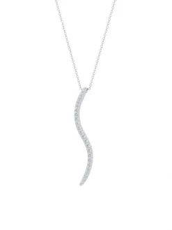 Natori Shangri-La 14K White Gold & Diamond Medium Brushstroke Pendant Necklace