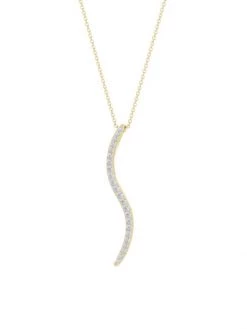 Natori Shangri-La 14K Yellow Gold & Diamond Medium Brushstroke Pendant Necklace