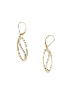 Natori Shangri-La 14K Yellow Gold & Diamond Small Oval Yin-Yang Drop Earrings