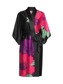 Natori Exotica Floral-Print Charmeuse Robe