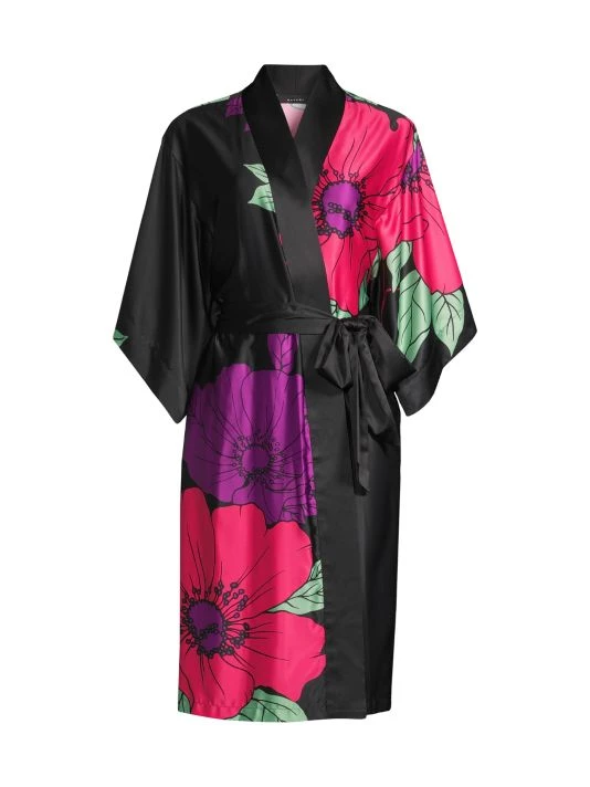 Natori Exotica Floral-Print Charmeuse Robe 3 Natori Exotica Floral-Print Charmeuse Robe