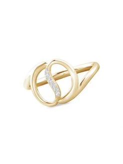Natori Shangri-La: Yin Yang 14K Gold & Diamond Bypass Ring