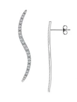 Natori Shangri-La 14K White Gold & Diamond Medium Bruskstroke Drop Earrings