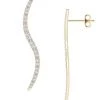 Natori Shangri-La Medium 14K Gold & Diamond Brushstroke Stud Earrings