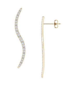 Natori Shangri-La Medium 14K Gold & Diamond Brushstroke Stud Earrings