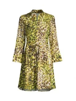 Natori Ombre Animal-Print Tie-Waist Dress