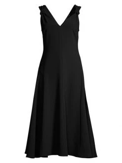 Natori Solid Knot-Strap Crepe Dress
