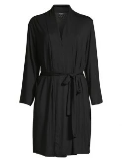 Natori Long-Sleeve Wrap Robe Black