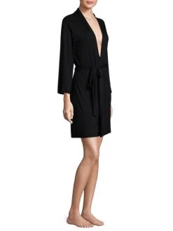 Natori Long-Sleeve Wrap Robe Black -Hot Sale Natori Store unnamed file 456