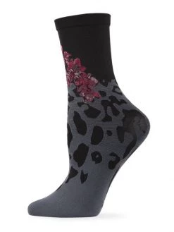 Natori Leopard & Floral Crew Socks
