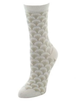 Natori Fretwork Crew Socks Winter White