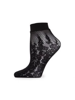 Natori Floral Burnout Net Shortie Socks Ivory