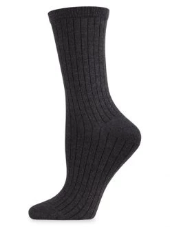 Natori Ribbed Crew Socks Dark Grey -Hot Sale Natori Store unnamed file 527
