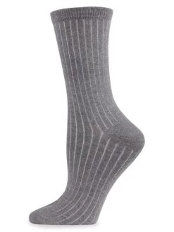 Natori Ribbed Crew Socks Dark Grey -Hot Sale Natori Store unnamed file 528