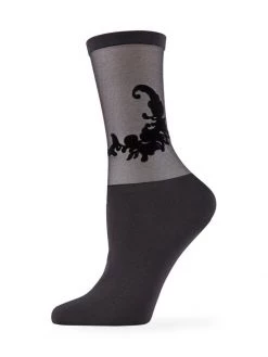 Natori Feather Embroidered Sheer Socks