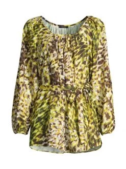 Natori Ombre Animal-Print Tie Top