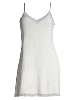 Natori Feather Essential Lace Trimmed Chemise Light Heather Grey
