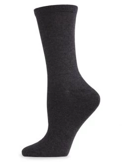 Natori Flat-Knit Crew Socks Medium Grey