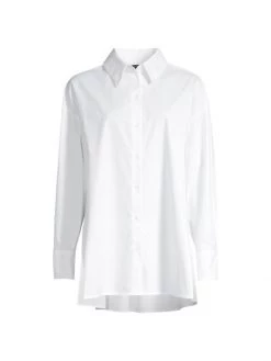 Natori Cotton Poplin Button-Front Top