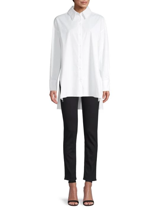 Natori Cotton Poplin Button-Front Top 4 Natori Cotton Poplin Button-Front Top - Image 2