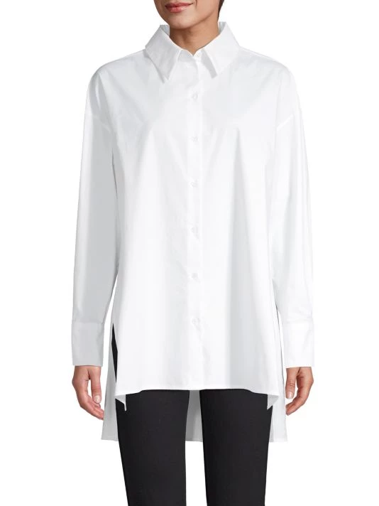 Natori Cotton Poplin Button-Front Top 5 Natori Cotton Poplin Button-Front Top - Image 3