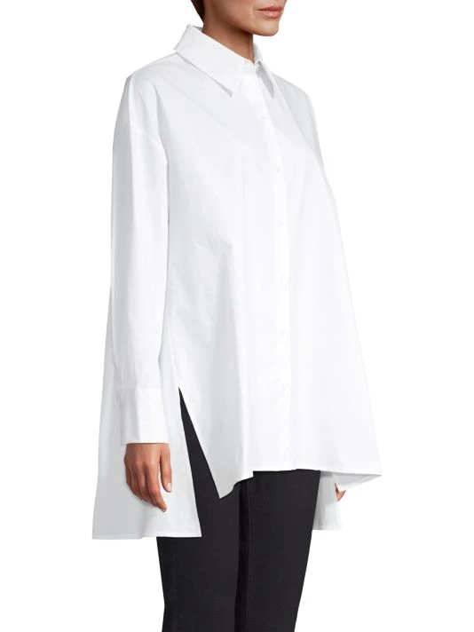 Natori Cotton Poplin Button-Front Top 6 Natori Cotton Poplin Button-Front Top - Image 4