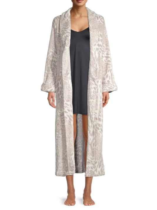 Natori Chestnut Leopard Print Plush Robe Cheetah 4 Natori Chestnut Leopard Print Plush Robe Cheetah - Image 2