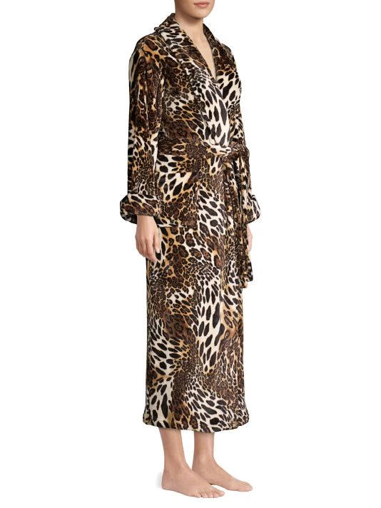 Natori Chestnut Leopard Print Plush Robe Cheetah 6 Natori Chestnut Leopard Print Plush Robe Cheetah - Image 4