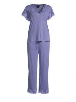 Natori Zen Floral Pajama Set Night Blue