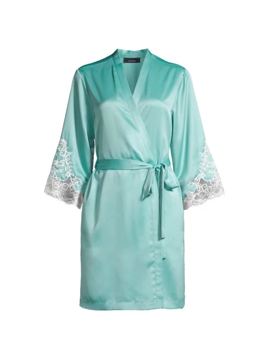 Natori Plume Satin Robe Silver 3 Natori Plume Satin Robe Silver