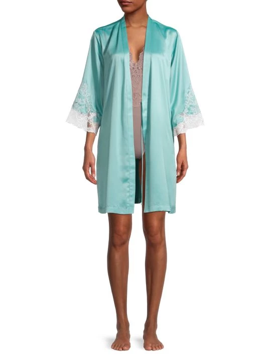 Natori Plume Satin Robe Silver 4 Natori Plume Satin Robe Silver - Image 2