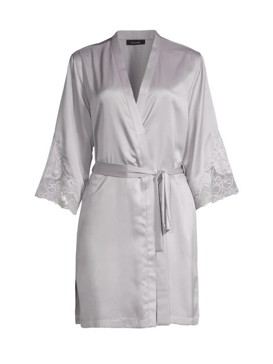 Natori Plume Satin Robe Silver 5 Natori Plume Satin Robe Silver - Image 3