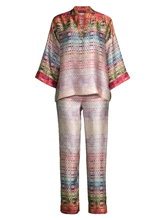 Natori Silk Mixed-Print Pants 3 Natori Silk Mixed-Print Pants