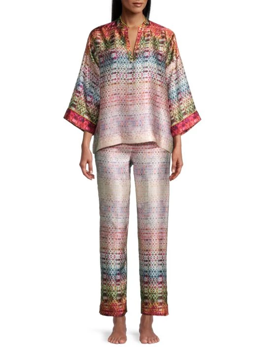 Natori Silk Mixed-Print Pants 4 Natori Silk Mixed-Print Pants - Image 2