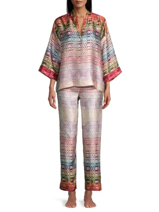 Natori Silk Mixed-Print Pants 5 Natori Silk Mixed-Print Pants - Image 3