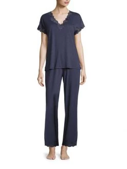 Natori Zen Floral Pajama Set Night Blue -Hot Sale Natori Store unnamed file 78