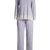 Natori Luxe Shangri La Two-Piece Pajama Set Grey