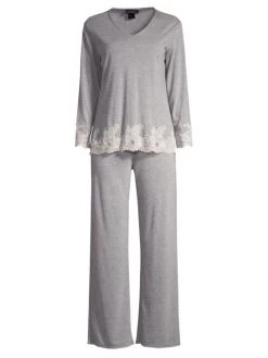 Natori Luxe Shangri La Two-Piece Pajama Set Grey -Hot Sale Natori Store unnamed file 846