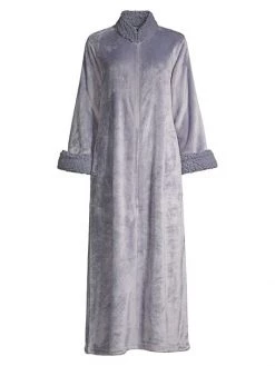 Natori Sherpa Zip-Up Caftan Bone