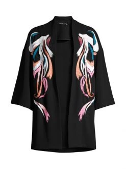 Natori Solid Crepe Embroidered Topper