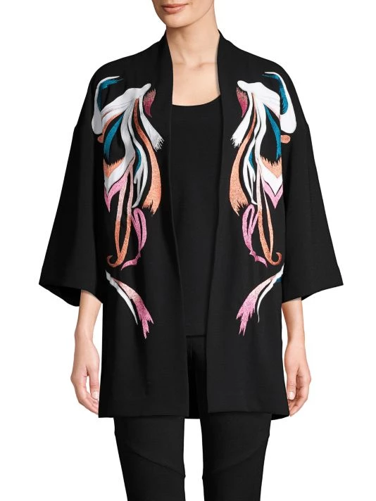 Natori Solid Crepe Embroidered Topper 5 Natori Solid Crepe Embroidered Topper - Image 3