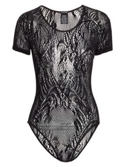 Natori Feathers Lace Short-Sleeve Bodysuit
