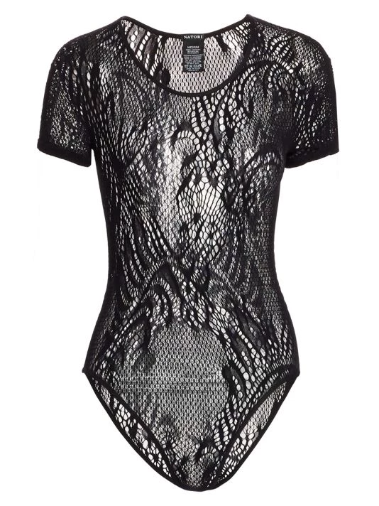 Natori Feathers Lace Short-Sleeve Bodysuit 3 Natori Feathers Lace Short-Sleeve Bodysuit
